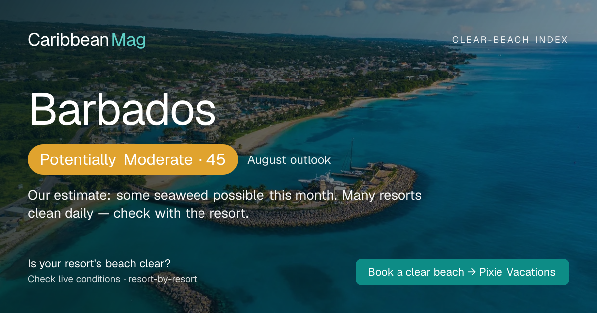 Barbados clear-beach status card