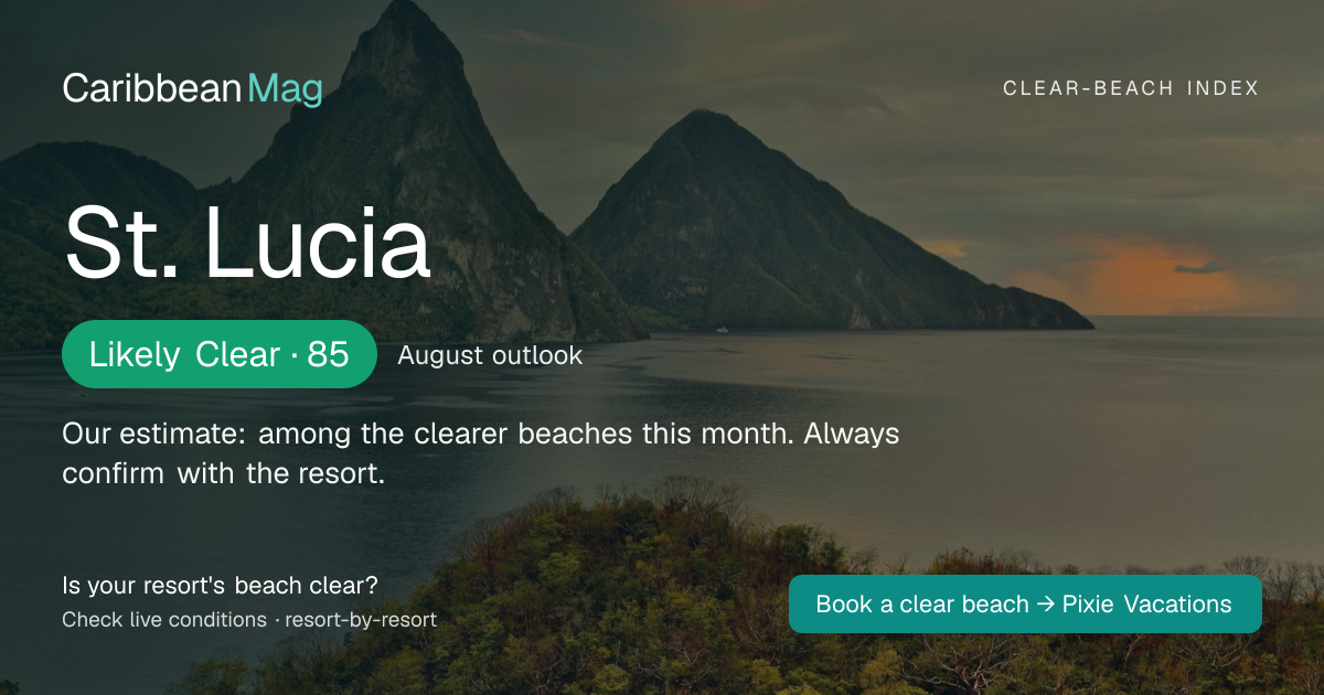 St. Lucia clear-beach status card