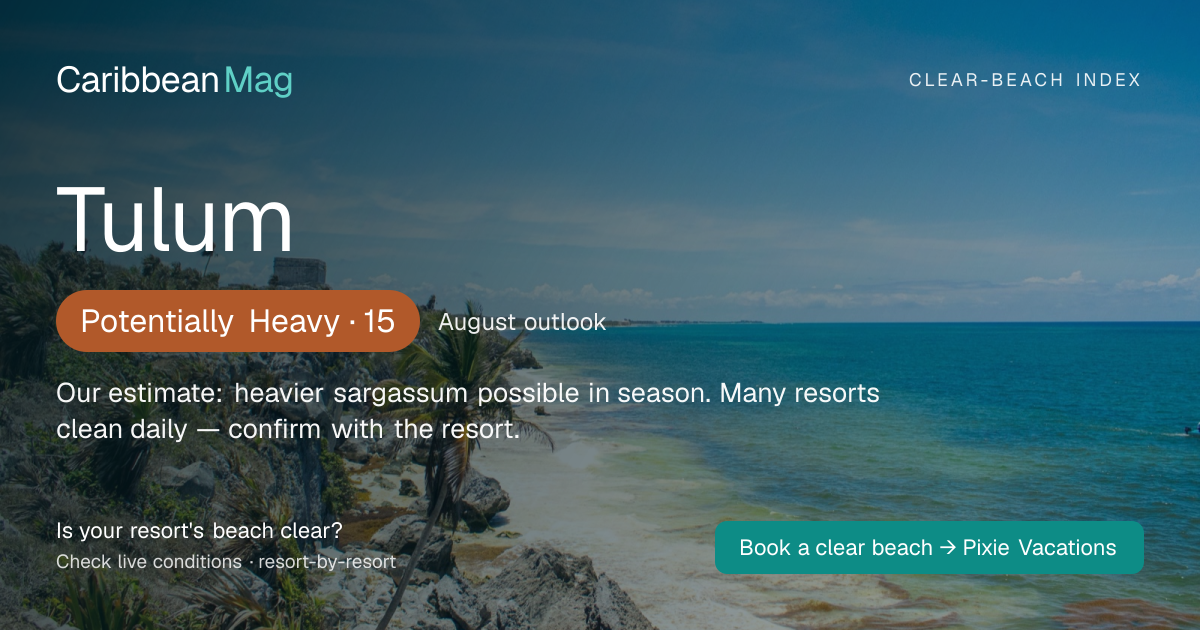 Tulum clear-beach status card